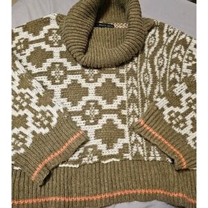 Buckle HYFVE Cowl Neck Cropped Sweater Womens Size S Olive/orange